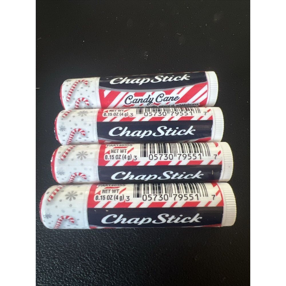 (4) ChapStick New Limited Edition Candy Cane Seasonal 0.15 Oz/4g